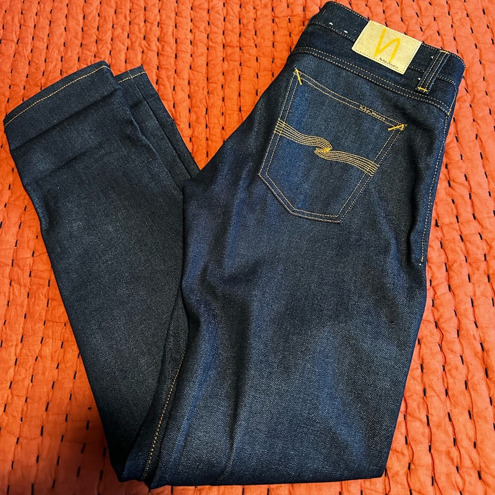 Nudie Dry Denim Jeans - 32 x 34 Lean Dean